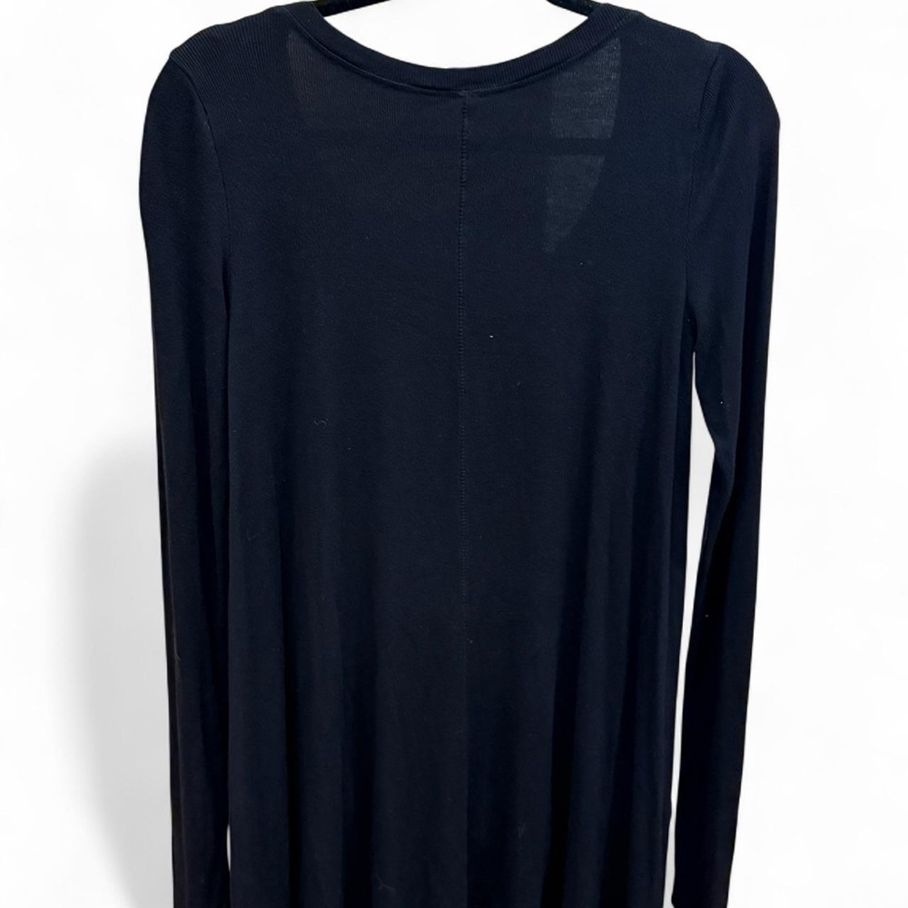 Free People January Tee Black Ribbed Tunic Top Long Sleeve Oversized SZ M - Picture 3 of 5